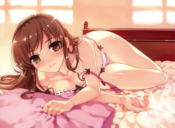 Anime picture 2435x1776 with suiheisen made nan mile? nakano hinata misaki kurehito single blush highres light erotic full body scan underwear only girl underwear panties