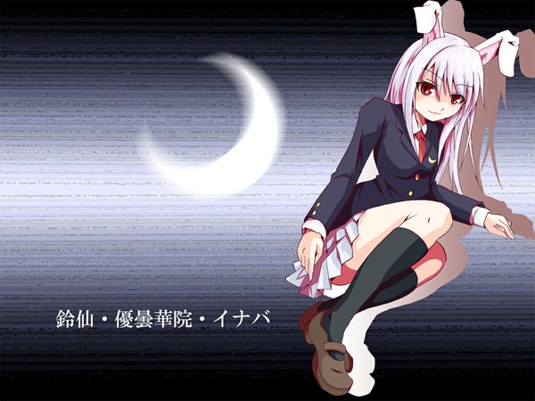 Anime picture 1024x768 with touhou reisen udongein inaba long hair animal ears purple hair bunny ears bunny girl girl skirt moriri act2