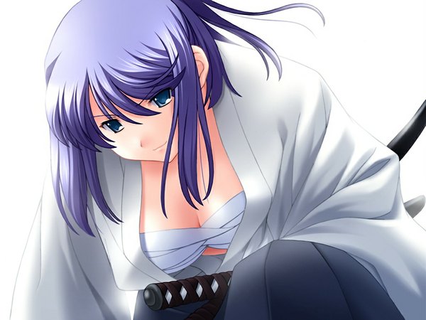 Anime picture 1024x768 with saishuu shiken kujira (game) zexcs motegi mika blue eyes light erotic game cg purple hair girl
