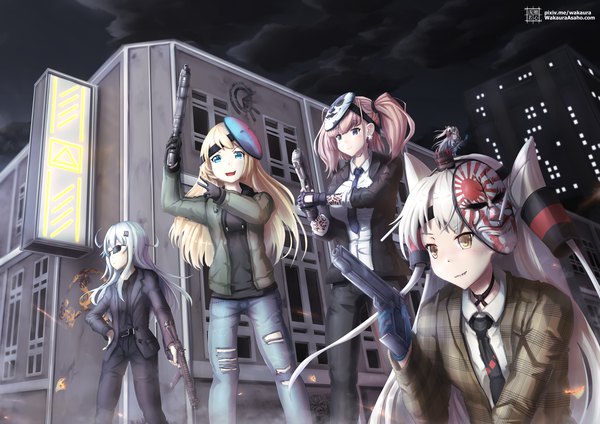 Anime picture 2339x1654 with kantai collection hibiki destroyer amatsukaze destroyer zuihou light aircraft carrier atlanta (kantai collection) jervis (kantai collection) wakaura asaho long hair looking at viewer fringe highres short hair open mouth blue eyes blonde hair smile hair between eyes standing twintails multiple girls