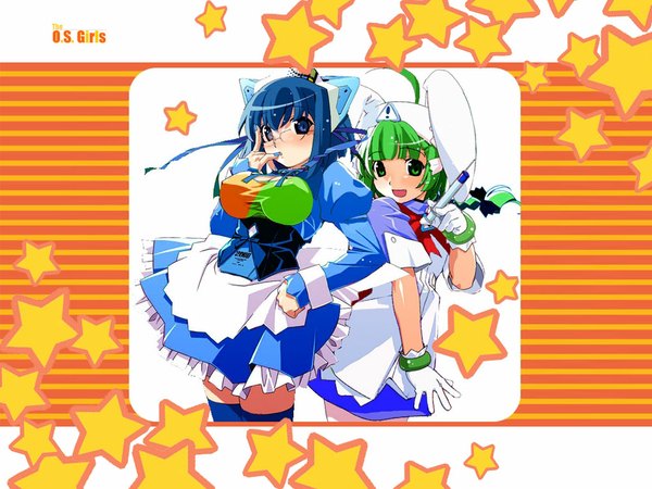 Anime picture 1024x768 with nurse witch komugi-chan os-tan tatsunoko windows (operating system) futaba channel 2k-tan me-tan (emui-san) kokubunji koyori nurse star (symbol)
