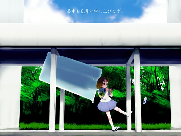 Anime picture 1100x825 with nekoita single shoe what uniform school uniform popsicle