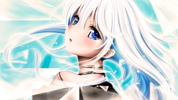Anime picture 2048x1152 with denpa onna to seishun otoko shaft (studio) touwa erio single long hair highres blue eyes wide image white hair girl