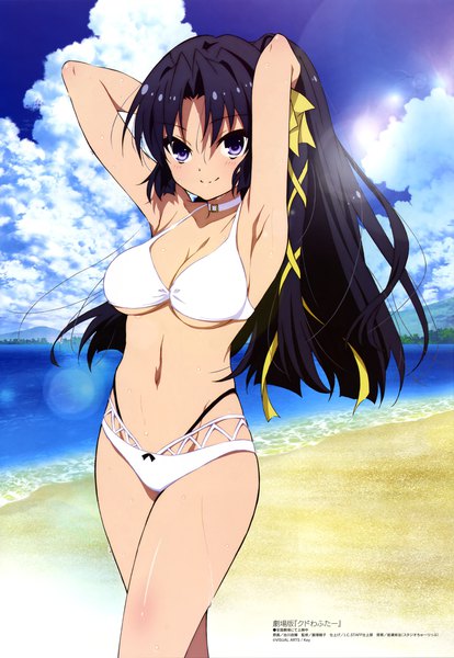Anime picture 4094x5933 with little busters! key (studio) megami magazine kurugaya yuiko tanigawa masateru single long hair tall image looking at viewer highres breasts light erotic smile large breasts absurdres sky cloud (clouds) outdoors scan official art