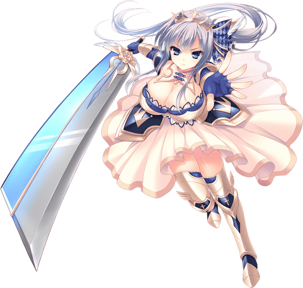 Anime picture 2078x1981 with love love princess cecilia wori single long hair looking at viewer blush fringe highres breasts blue eyes light erotic holding cleavage silver hair full body ponytail huge breasts shiny skin outstretched arm