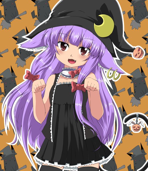 Anime picture 2000x2300 with touhou patchouli knowledge pikachu noa (nicovideo3269329) long hair tall image highres red eyes animal ears purple hair tail teeth loli fang (fangs) gen 1 pokemon girl dress bow