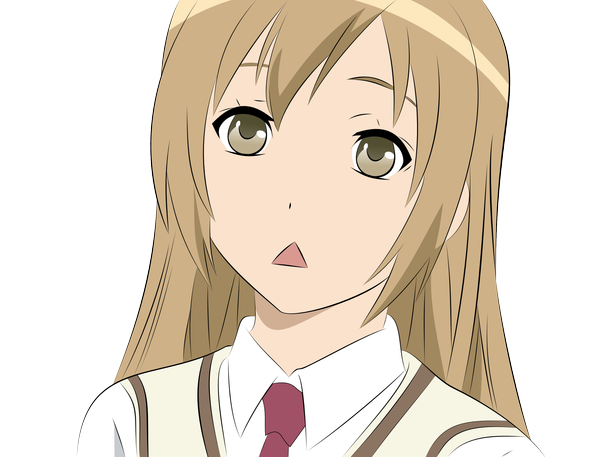 Anime picture 2501x1909 with minami-ke minami haruka single long hair looking at viewer highres open mouth brown hair brown eyes transparent background vector :< girl necktie