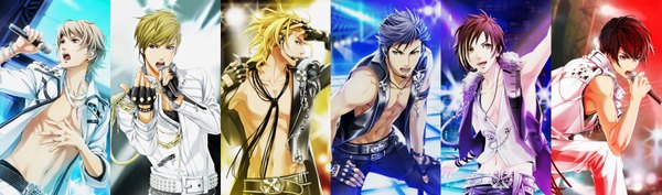 Anime picture 3837x1136 with 3 majesty tokimeki restaurant date kyouya otawa shinnosuke fuwa kento kanzaki toru kirishima tsukasa x.i.p. tsuji kaito long hair fringe highres short hair open mouth blue eyes blonde hair red eyes brown hair wide image brown eyes