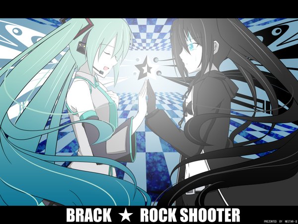 Anime picture 1600x1200 with black rock shooter vocaloid hatsune miku black rock shooter (character) girl