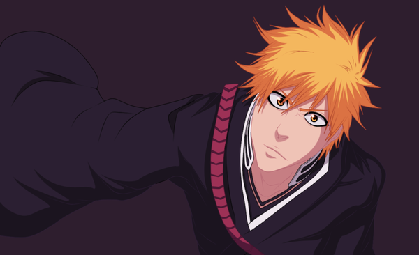 Anime picture 1200x733 with bleach studio pierrot kurosaki ichigo shadowofprince single short hair simple background wide image japanese clothes orange hair orange eyes coloring boy kimono