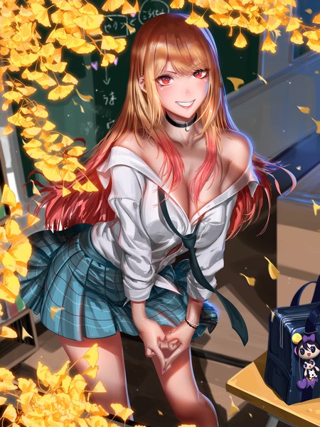 Anime picture 3000x4000 with sono bisque doll wa koi wo suru cloverworks kitagawa marin liang xing single long hair tall image looking at viewer blush fringe highres breasts light erotic blonde hair smile red eyes large breasts standing indoors blunt bangs