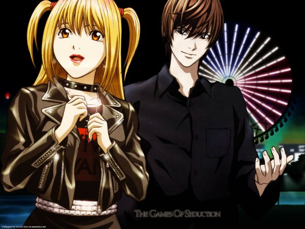 Anime picture 1600x1200 with death note madhouse yagami light amane misa couple collar