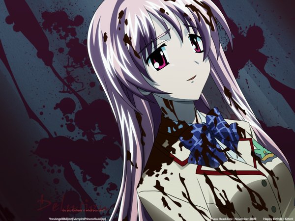 Anime picture 1600x1200 with chaos;head sakihata rimi signed blood tagme
