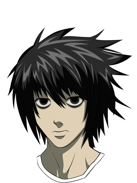 Anime picture 2448x3264 with death note madhouse l (death note) lazerbat (artist) single tall image highres short hair black hair simple background white background upper body black eyes boy