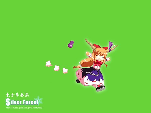Anime picture 1280x960 with touhou ibuki suika green background girl tagme