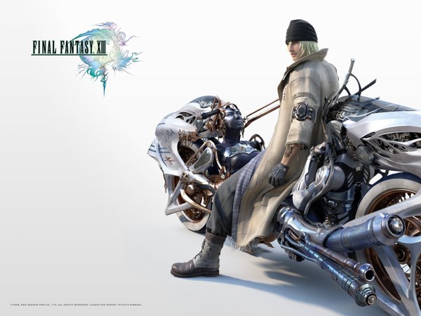 Anime picture 1600x1200 with final fantasy final fantasy xiii square enix snow villiers short hair blonde hair white background realistic tattoo 2010 2009 gloves bandana