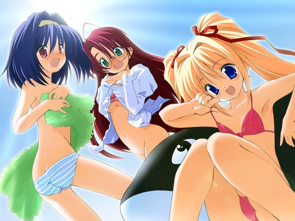 Anime picture 1600x1200 with light erotic multiple girls underwear only girl underwear panties swimsuit 3 girls