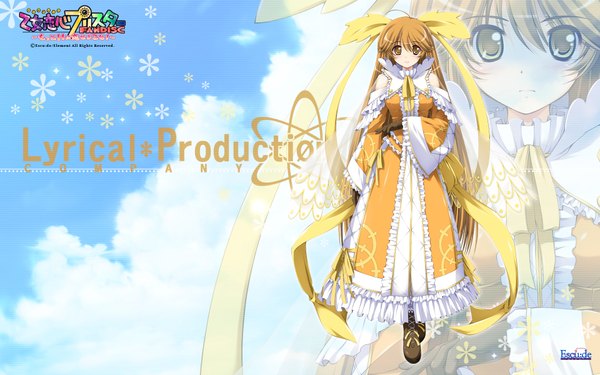 Anime picture 1920x1200 with otome renshin prister long hair highres blonde hair wide image yellow eyes zoom layer girl ribbon (ribbons) hair ribbon