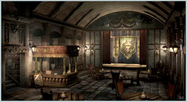 Anime picture 1520x828 with final fantasy ix wide image signed portrait no people chair table lantern castle room scene