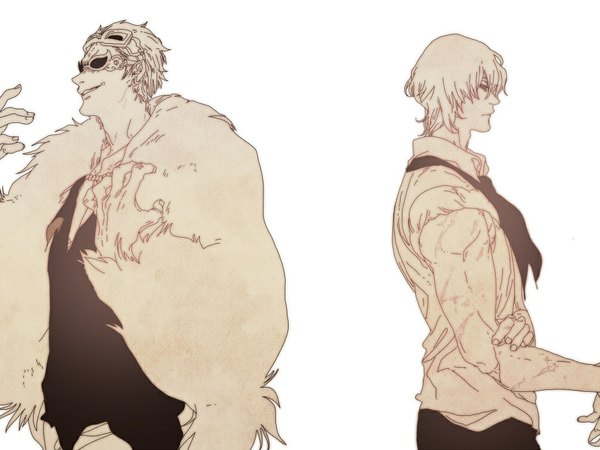Anime picture 1000x750 with one piece toei animation donquixote doflamingo donquixote rocinante xianrou men short hair simple background smile white background profile multiple boys monochrome scar siblings sunglasses on head back to back brothers boy 2 boys sunglasses