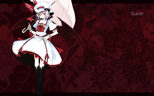 Anime picture 1920x1200 with touhou remilia scarlet takaharu hiiragi ryou highres wide image girl skirt wings skirt set