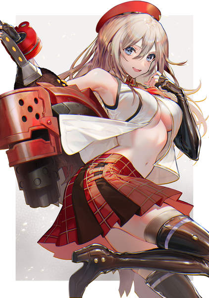 Anime picture 1275x1812 with god eater god eater burst ufotable alisa ilinichina amiella tarutaru yamaoka single long hair tall image looking at viewer blush fringe breasts open mouth blue eyes light erotic simple background smile hair between eyes large breasts standing