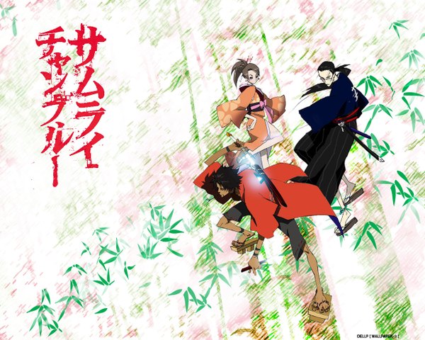 Anime picture 1280x1024 with samurai champloo mugen (samurai champloo) jinnosuke fuu (samurai champloo) japanese clothes sword kimono katana yukata