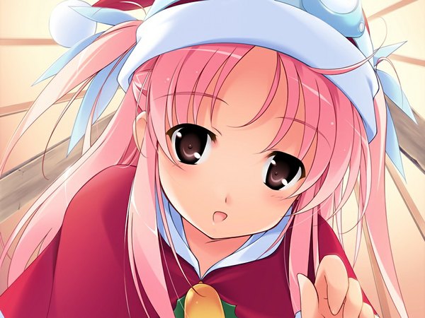Anime picture 1024x768 with shirokuma bell stars hoshina nanami long hair brown eyes pink hair game cg girl
