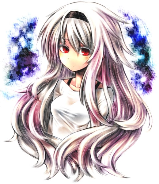 Anime picture 2437x2818 with original chankodining waka single long hair tall image highres red eyes grey hair girl hairband t-shirt