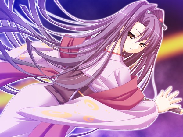 Anime picture 1200x900 with gakuto (game) long hair brown eyes game cg purple hair girl