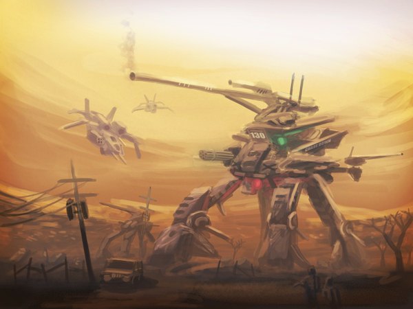Anime picture 1280x960 with gtd-carthage battle war mecha cannon tagme