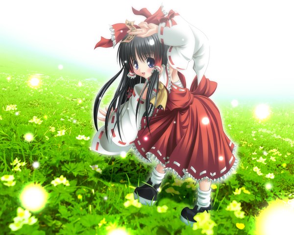 Anime picture 4312x3449 with touhou hakurei reimu highres japanese clothes miko girl