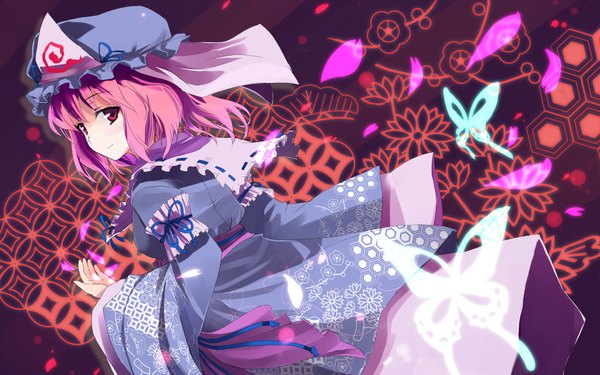 Anime picture 1680x1050 with touhou saigyouji yuyuko gotyou wide image girl