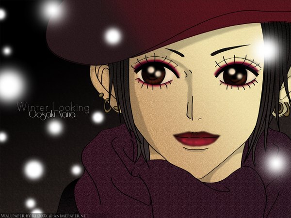 Anime picture 1280x960 with nana madhouse osaki nana brown eyes hat earrings
