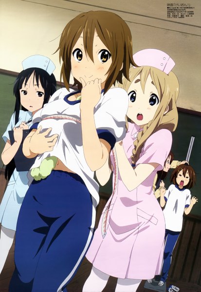 Anime picture 4080x5929 with k-on! kyoto animation megami magazine akiyama mio hirasawa yui kotobuki tsumugi tainaka ritsu yamanaka sawako long hair tall image blush highres short hair open mouth blue eyes black hair blonde hair smile brown hair multiple girls