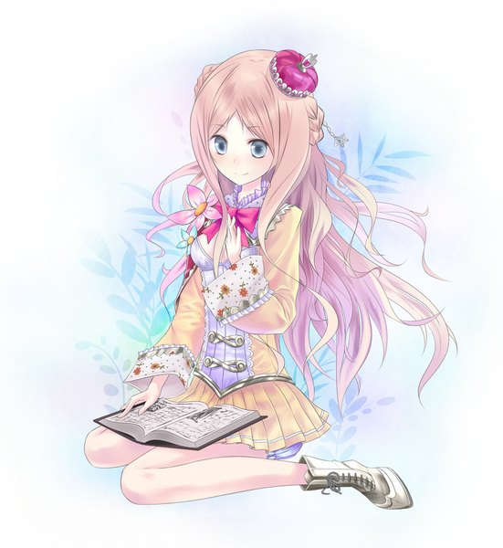 Anime picture 1101x1200 with atelier (series) atelier meruru gust (company) merurulince rede arls kurare single long hair tall image blue eyes blonde hair hair flower girl dress hair ornament flower (flowers) shoes crown