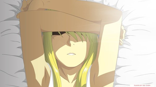 Anime picture 1600x900 with fullmetal alchemist studio bones winry rockbell single long hair blonde hair wide image lying sleeping girl