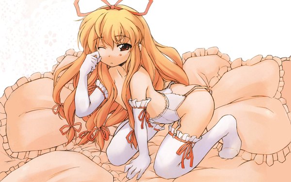 Anime picture 1920x1200 with touhou yakumo yukari highres light erotic wide image girl