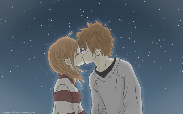 Anime picture 1920x1200 with bokura ga ita motoharu yano nanami takahashi highres wide image kiss star (stars)