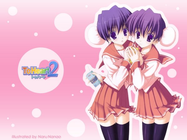 Anime picture 1280x960 with to heart 2 leaf (studio) himeyuri sango himeyuri ruri nanao naru twins girl