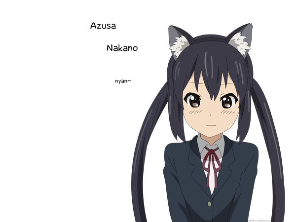 Аниме картинка 1600x1200 с кэйон! kyoto animation накано азуса уши животного девушка-кошка прозрачный фон векторная графика девушка
