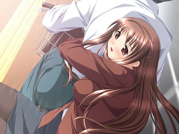 Anime picture 1024x768 with alto miharu - alto another story tachibana saori long hair blush red eyes brown hair game cg girl
