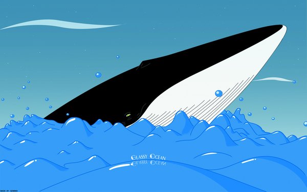 Anime picture 1920x1200 with highres wide image signed blue background water glassy ocean shigeru tamura