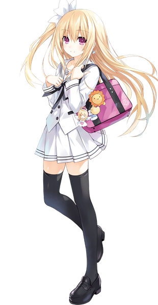 Anime picture 716x1382 with date a live mayuri (date a live) tsunako single long hair tall image looking at viewer blush fringe blonde hair smile hair between eyes standing payot full body pleated skirt pink eyes official art one side up floating hair