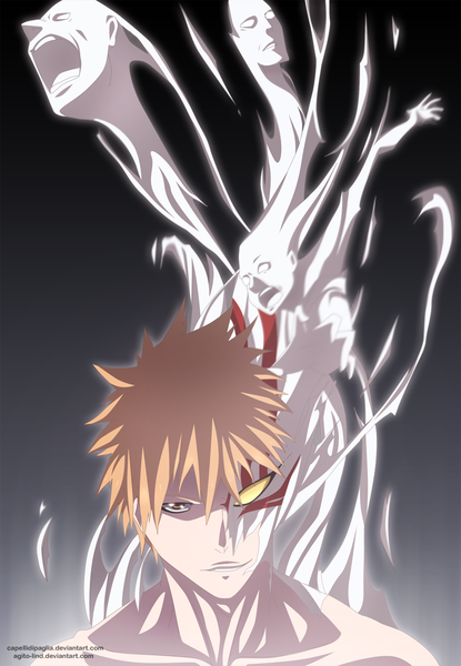 Anime picture 1000x1445 with bleach studio pierrot kurosaki ichigo aagito single tall image looking at viewer short hair blonde hair brown eyes upper body coloring boy mask