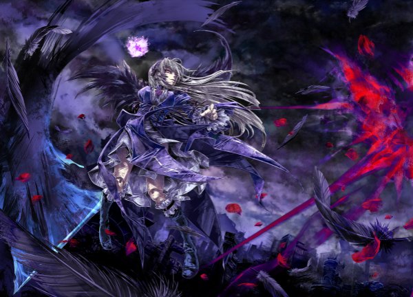 Anime picture 1198x864 with rozen maiden suigintou dark background tagme