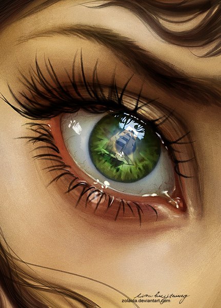 Anime picture 646x900 with zolaida (artist) single tall image looking at viewer black hair green eyes signed realistic close-up girl watercraft ship eye