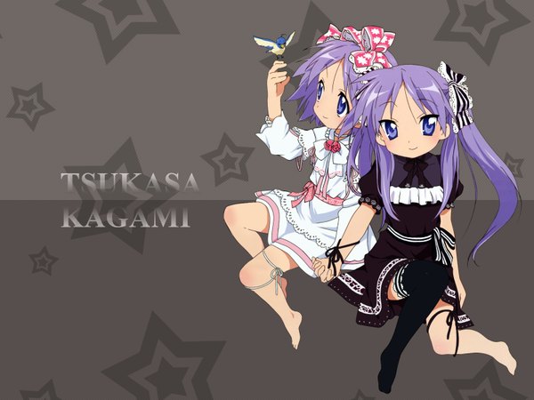 Anime picture 1600x1200 with lucky star kyoto animation hiiragi kagami hiiragi tsukasa goth-loli girl
