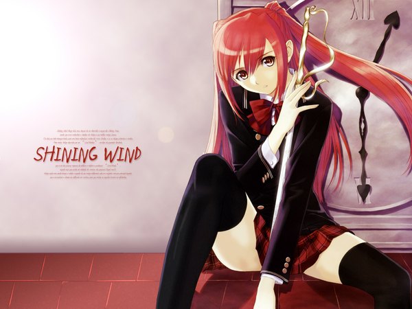 Anime picture 1600x1200 with shining (series) shining wind kanon seena tony taka girl thighhighs uniform school uniform