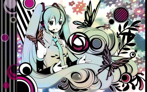 Anime picture 1920x1200 with vocaloid saihate (vocaloid) hatsune miku yoko (shiocolor) highres wide image girl